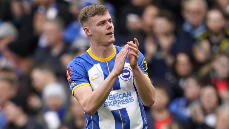 Evan Ferguson celebrates after scoring against Grimsby