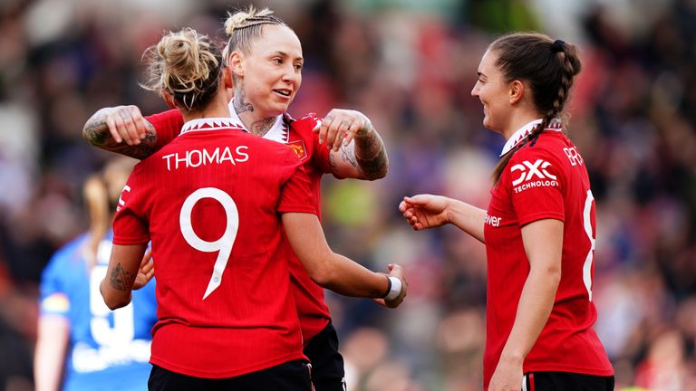 Leah Galton celebrates her goal