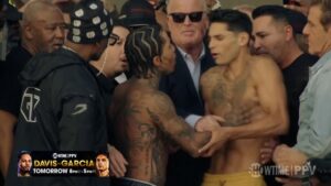 Read more about the article Davis pushes Garcia as tempers flare during final face-off