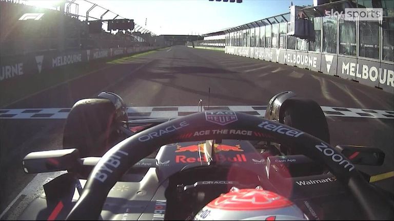 Watch as Red Bull's Max Verstappen moves further forward before launching on the second red flag restart