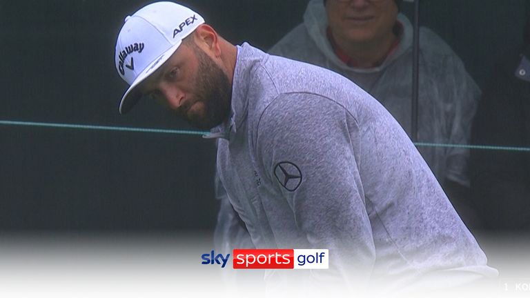 Rahm drained this impressive birdie at the par-four 17th late in his second round