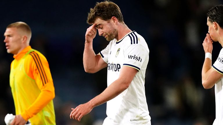 A dejected Patrick Bamford walks off the pitch following the 1-1 draw with Leicester