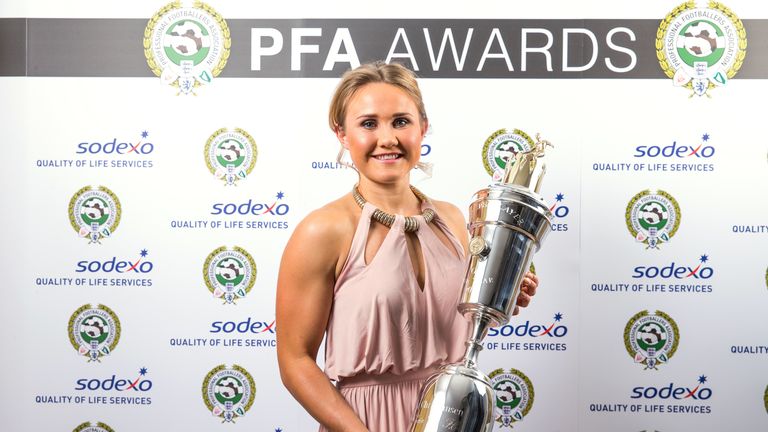 Izzy Christiansen poses after winning the 2016 PFA Women&#39;s Player of the Year