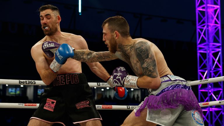 BEN SHALOM...S BOXXER FIGHT NIGHT.OKOLIE v BILLAM-SMITH.27/05/2023 VITALITY STADIUM.PIC LAWRENCE LUSTIG/BOXXER.(PICS FREE FOR EDITORIAL USE ONLY).SUPER-WELTERWEIGHT CONTEST.SAM EGGINGTON v JOE PIGFORD