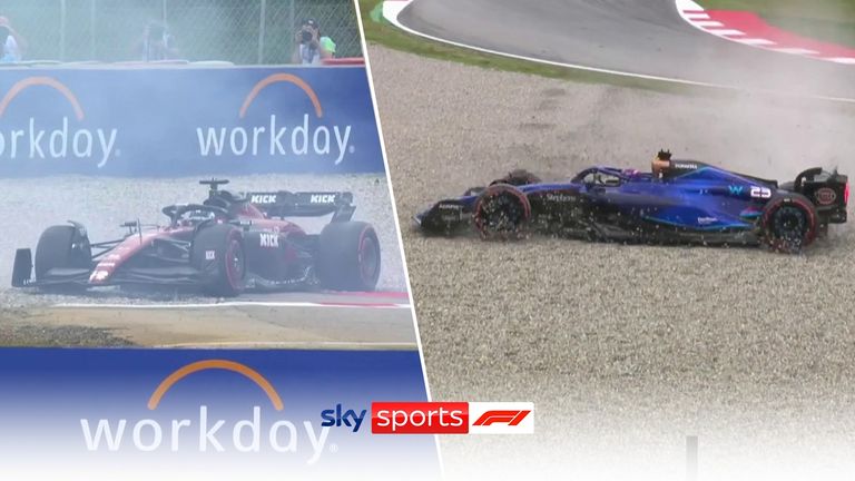 Fernando Alonso, Nyck de Vries, Valtteri Bottas and Alex Albon all suffered incidents during Q1 as the wet conditions caused chaos, leading to the red flag being issued as gravel was on the track