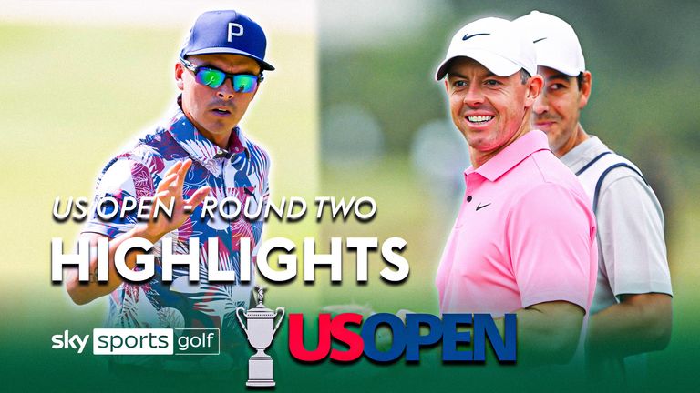 Highlights from the second round of the US Open at Los Angeles Country Club, where Rory McIlroy and Rickie Fowler are both in contention