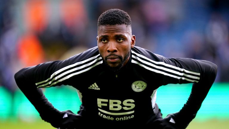 Leicester City&#39;s Kelechi Iheanacho warms up ahead of the Premier League match at Elland Road, Leeds. 