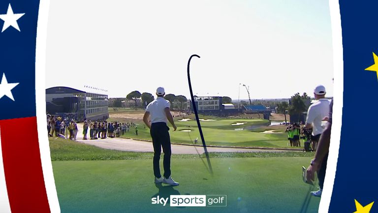 Novak Djokovic drove the green at the par four 16th hole at Marco Simone Golf & Country Club in Rome during the Ryder Cup All Star Celebrity Match