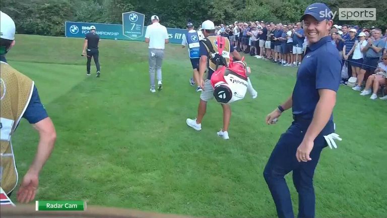 Wayne Riley had a camera on his head as he followed Rory McIlroy's group at the BMW Championship