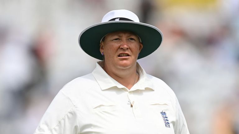 Umpire Sue Redfern during day two of the Women&#39;s Ashes Test match between England and Australia at Trent Bridge.