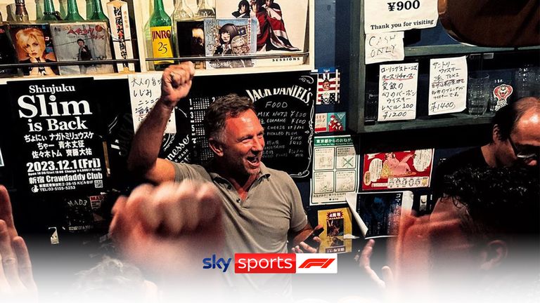 Christian Horner and his Red Bull team celebrated winning the constructors' title with a rendition of Oasis' Wonderwall in a bar in Japan!