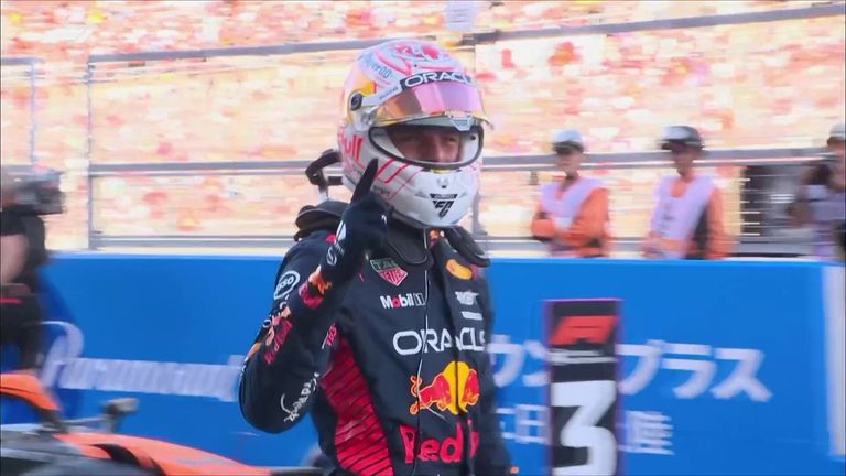 Max Verstappen takes pole position at the Japanese by half a second ahead of the the McLarens.