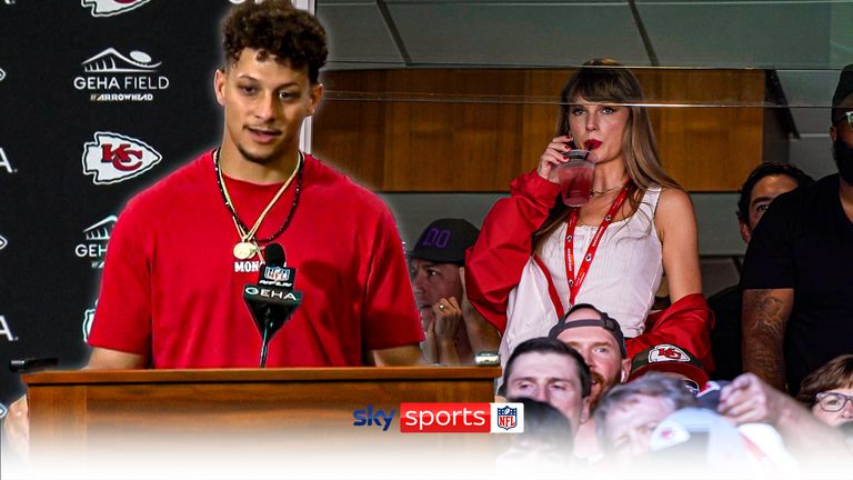 Patrick Mahomes says he hasn't met Taylor Swift yet while Chiefs head coach Andy Reid joked that he set the pop star up with Travis Kelce