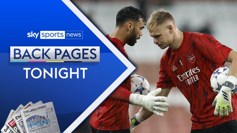 Arsenal goalkeepers David Raya (left) and Aaron Ramsdale