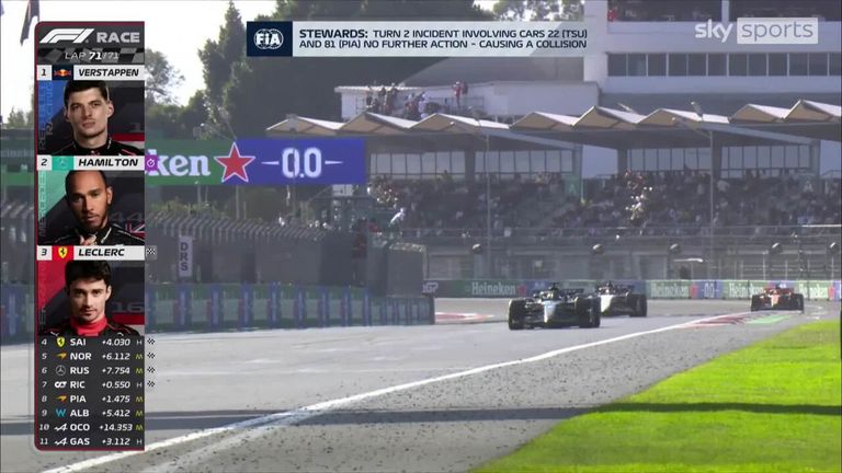 Lewis Hamilton makes a bold move to pass Charles Leclerc into second place of the Mexico City GP.