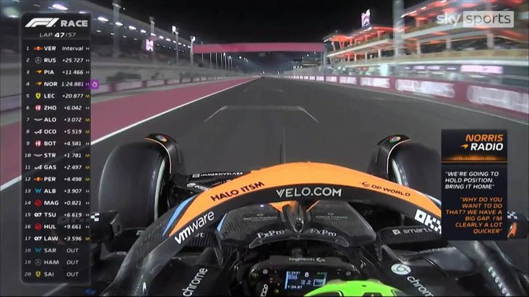 Lando Norris questions the team's instructions for him to hold his position behind team-mate Oscar Piastri in the Qatar Grand Prix