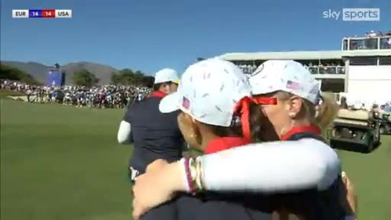 Lexi Thompson stayed calm on the 17th to roll in the par putt that beat Emily Pedersen and ensure the Solheim Cup ended all square. 