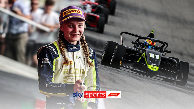 Highlights of race three from the seventh round of the F1 Academy series in Austin where 18-year-old Jessica Edgar became the first Briton to win a race in the inaugural series.