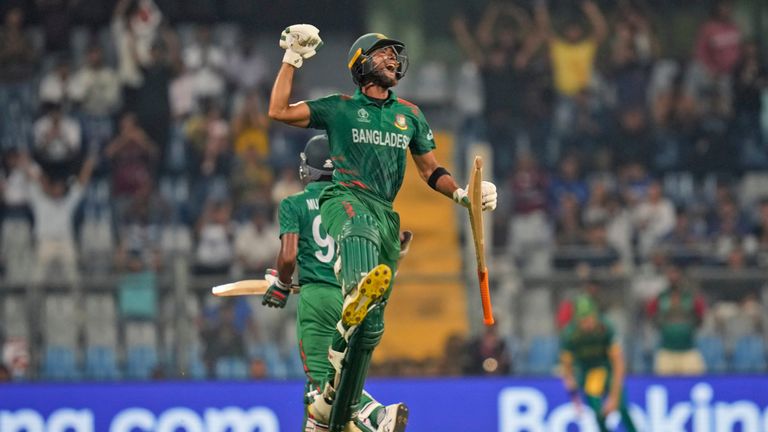 Bangladesh&#39;s Mahmudullah Riyad celebrates his third World Cup century