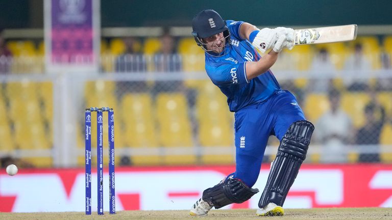 England&#39;s Joe Root bats during the ICC Cricket World Cup warm up match between Bangladesh and England in Guwahati