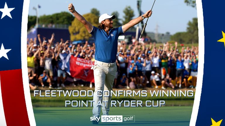 Fleetwood secured a point in his singles match against Rickie Fowler at the Ryder Cup to guarantee victory for Team Europe 