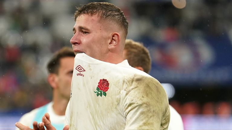 Freddie Steward showed his emotion both in the National Anthem and at the end of the match after a stellar performance that ended in defeat 