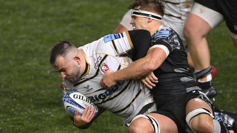 George McGuigan scored two tries against his former side as Gloucester beat Newcastle Falcons 18-14