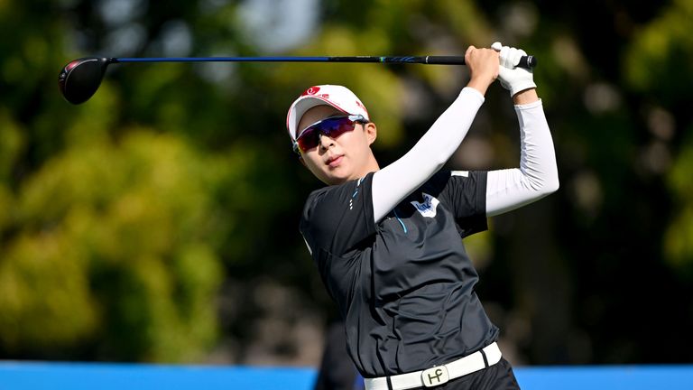 Hyo Joo Kim hits her tee shot on the 10th hole