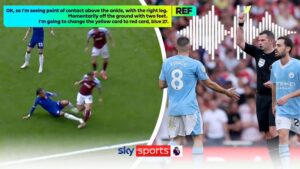 Read more about the article Match Officials Mic’d Up | Why Chelsea’s Gusto saw red but Man City’s Mateo Kovacic didn’t | Video | Watch TV Show