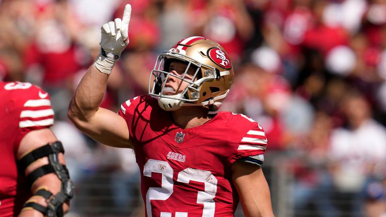 Christian McCaffrey scores four touchdowns in the San Francisco 49ers' victory over the Arizona Cardinals.