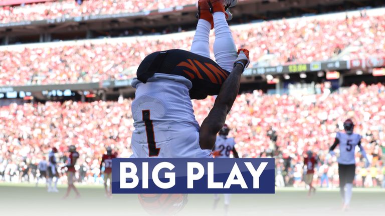 Logan Wilson intercepts a Brock Purdy pass before Ja'Marr Chase scores a touchdown for the Cincinnati Bengals against the San Francisco 49ers