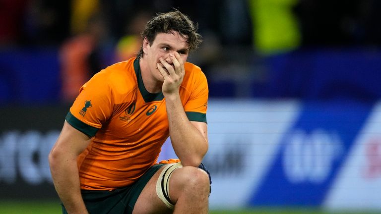 Australia's Tom Hooper looks dejected after Wales beat the Wallabies 40-6