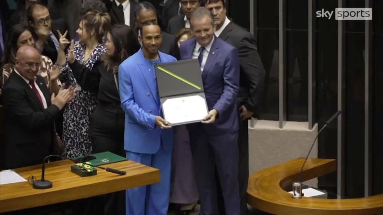 Seven-time world champion Lewis Hamilton was awarded honorary citizenship of Brazil in Brasilia