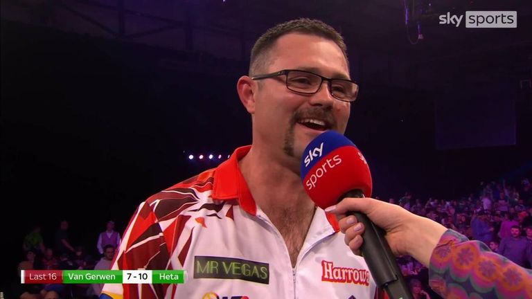 Damon Heta admits he knew he didn't face the best Michael van Gerwen in his second-round win but he's happy to claim the win.