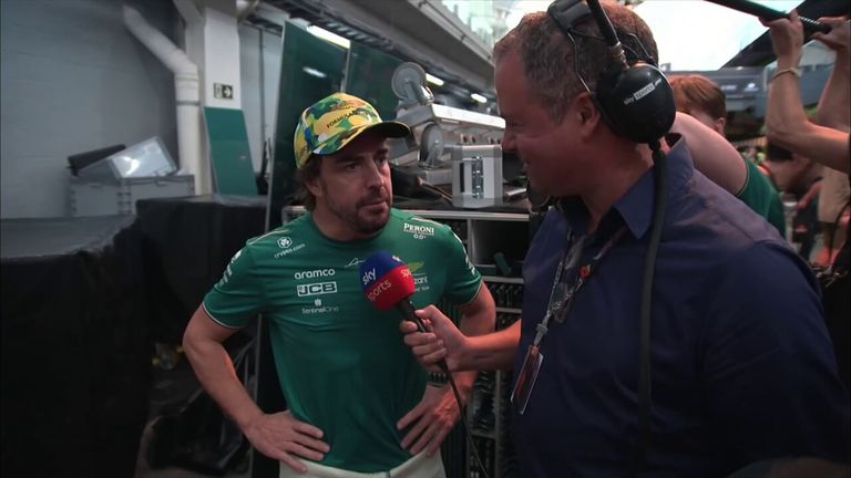 Ted Kravitz talks to an elated Fernando Alonso after his dramatic podium finish at the Sao Paulo Grand Prix.