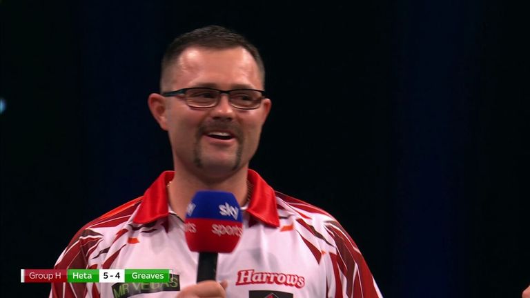 Damon Heta says he was 'shaking like crazy' during his dramatic win over Beau Greaves in Group H of the Grand Slam of Darts