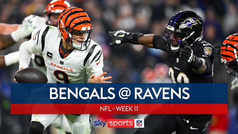 Highlights of the Cincinnati Bengals against the Baltimore Ravens from Week 11 of the NFL