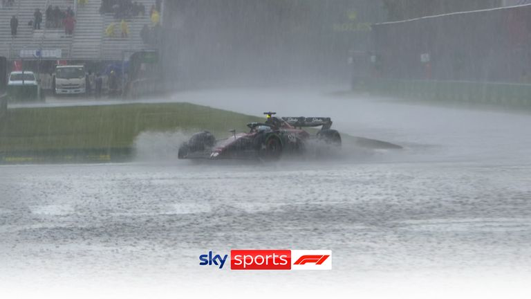 Valtteri Bottas went off the track in his Alfa Romeo as treacherous conditions made driving tough in the latter part of P2