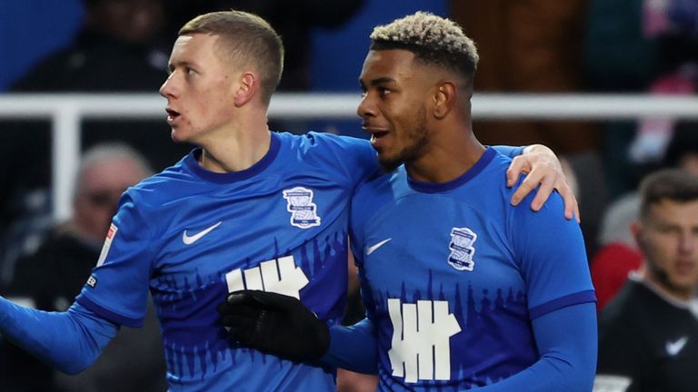 Juninho Bacuna celebrates after scoring for Birmingham against Sheffield Wednesday