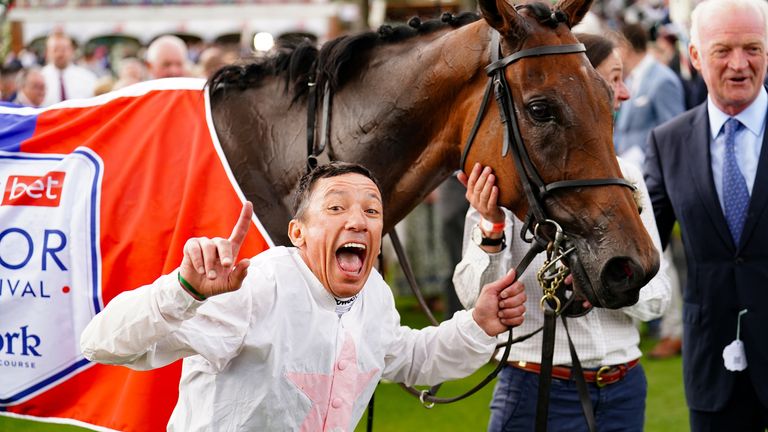 Frankie Dettori after winning the Ebor on Absurde at York