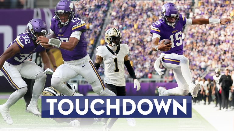 Joshua Dobbs is making a habit of keeping the play alive for the Minnesota Vikings, this time spinning out of traffic to score a touchdown