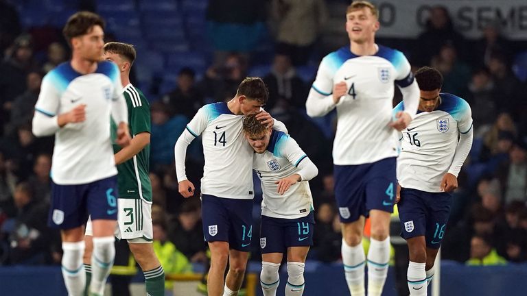 England&#39;s Tyler Morton celebrates scoring