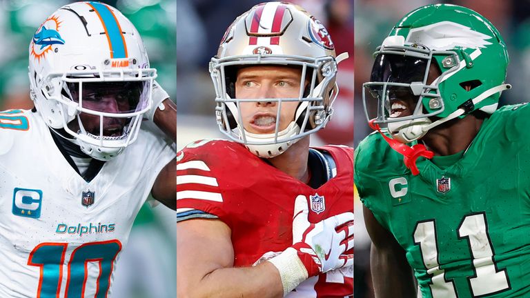 Tyreek Hill, Christian McCaffrey, AJ Brown