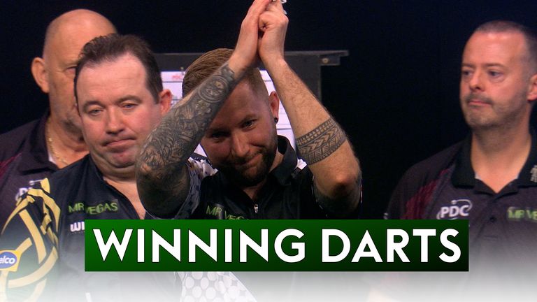 Danny Noppert hit a 124 checkout to beat Brendan Dolan in Group F of the Grand Slam of Darts