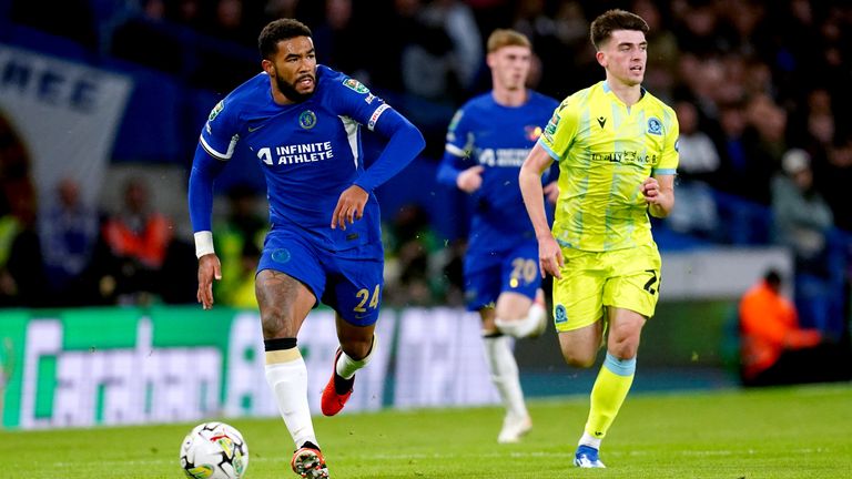 Chelsea&#39;s Reece James (left) and Blackburn Rovers&#39; Andrew Moran in action