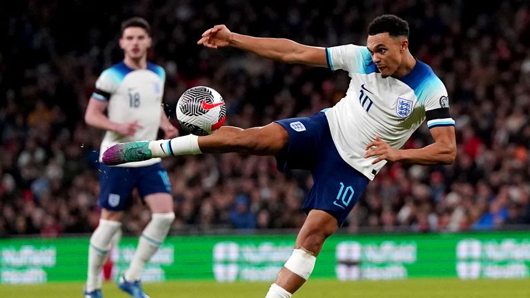 Trent Alexander-Arnold has an effort on target