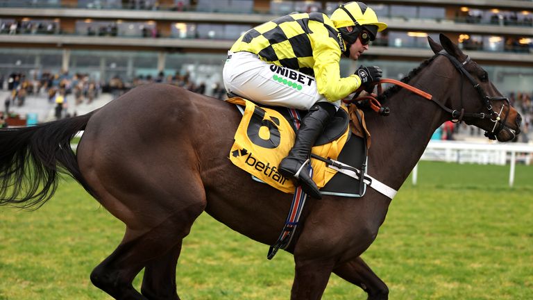 Shishkin ridden by jockey Nico de Boinville on their way to winning the Betfair Ascot Chase 