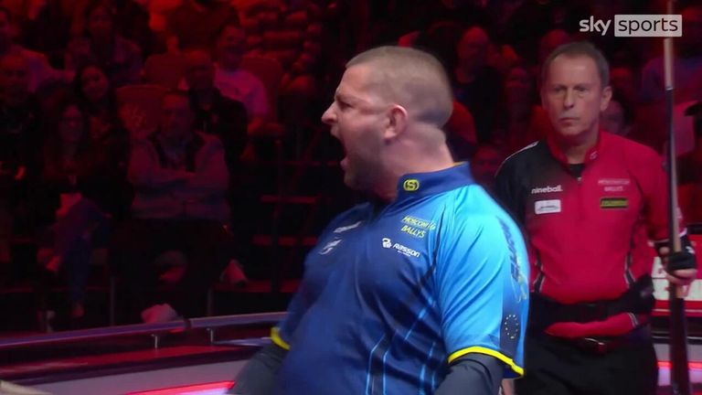 Jayson Shaw mimicked his opponent Earl Strickland as Team Europe had the better of Day 2 of the 2022 Mosconi Cup against the USA.