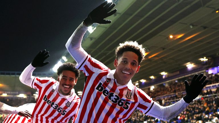 Andre Vidigal celebrates scoring Stoke&#39;s third at Birmingham