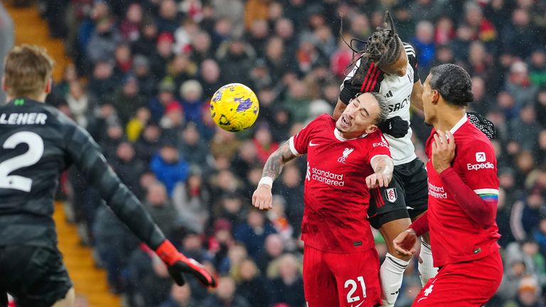 Bobby Decordova-Reid heads Fulham in front late in the game (AP)